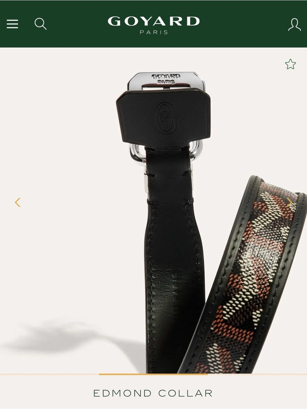 NIB Goyard Goyardine Edmonds collar Black chien dog Collar